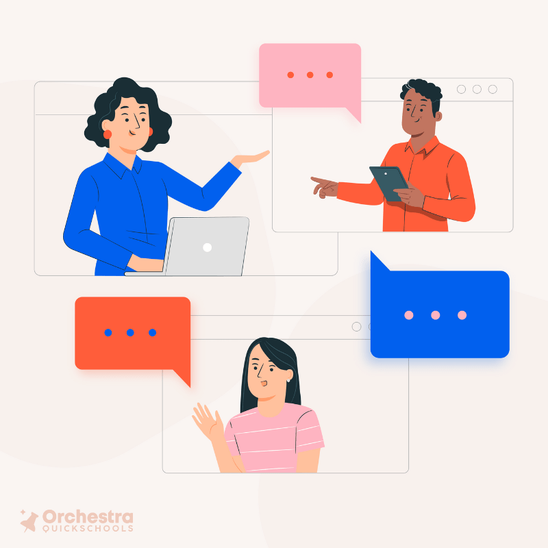 3 people communicating with each other