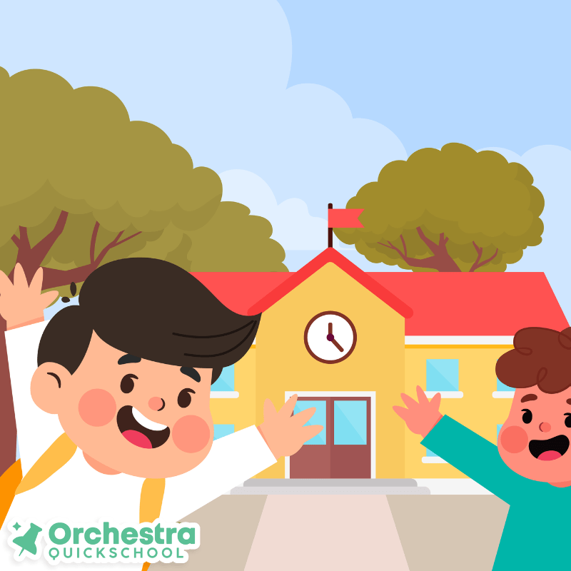 happy students going to school