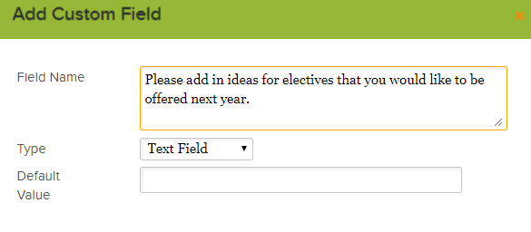 add custom field for course request template