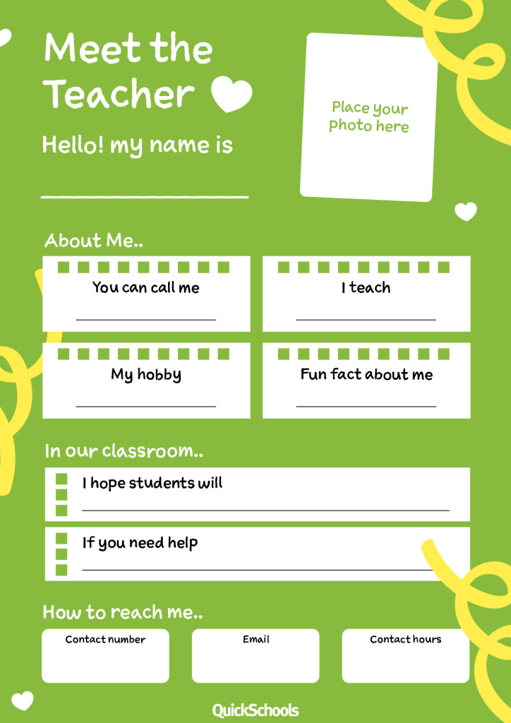 Meet the teacher template