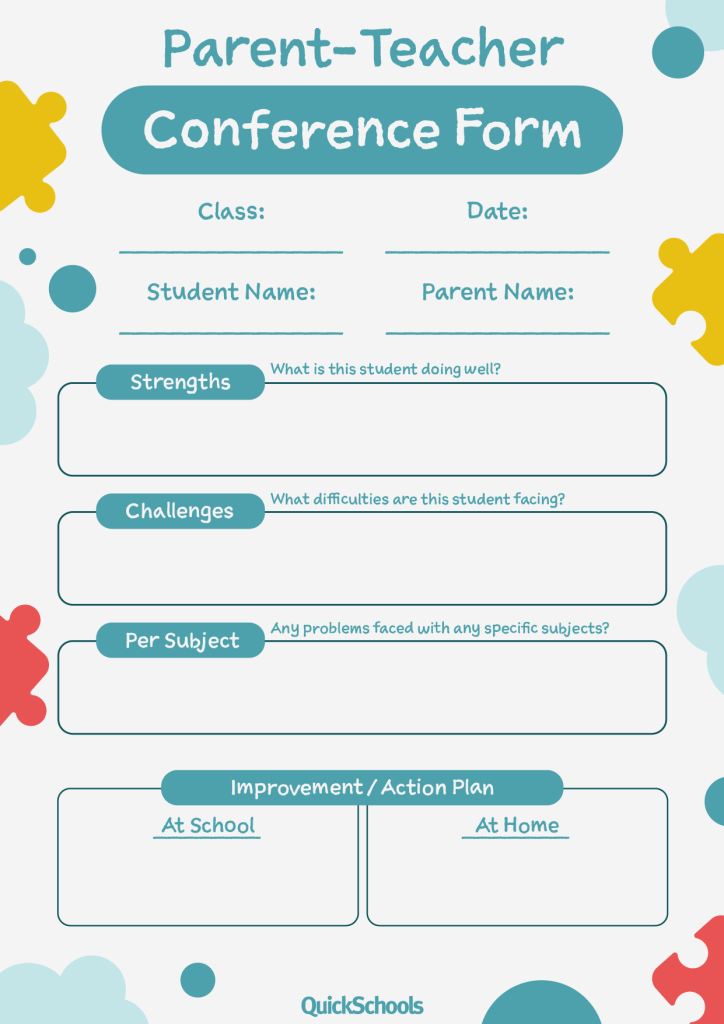 Parent-teacher conference form template