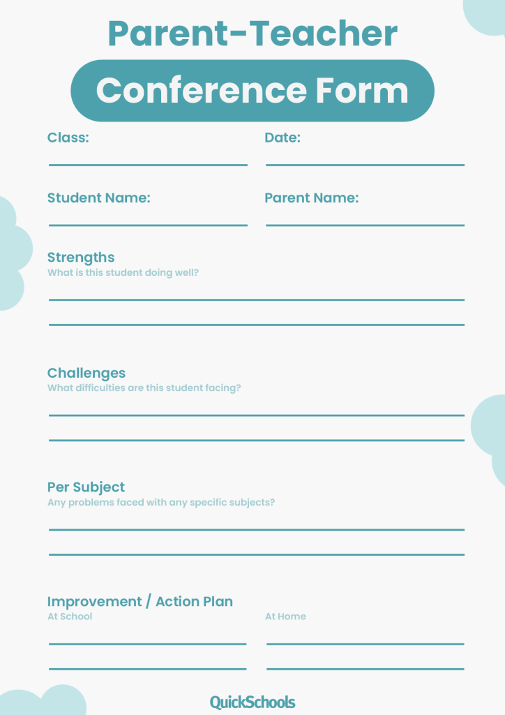 Parent-teacher conference form template
